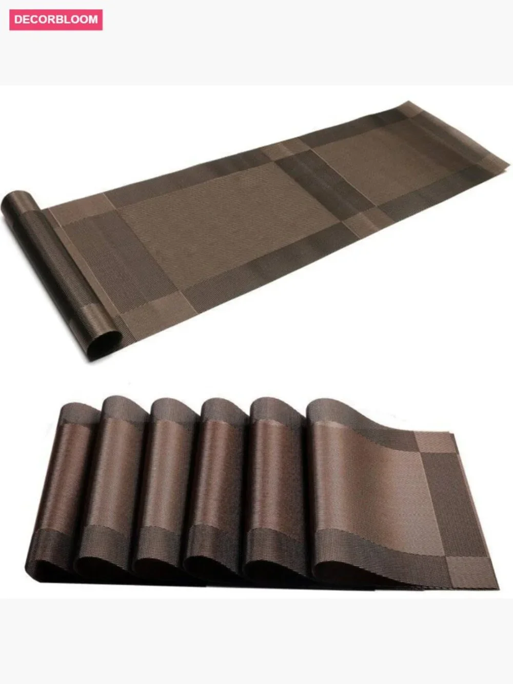 Washable PVC Placemats Set of 6 with Table Runner